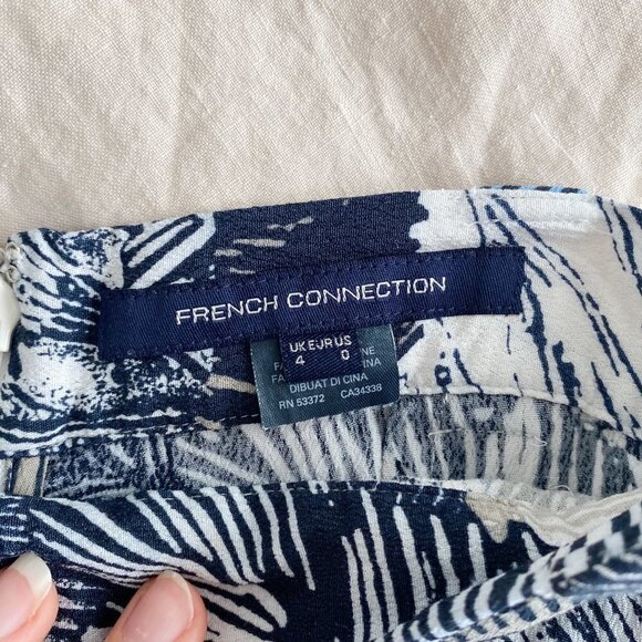 French Connection Blue Palm Leaf Wide Leg Pant - Picture 6 of 6